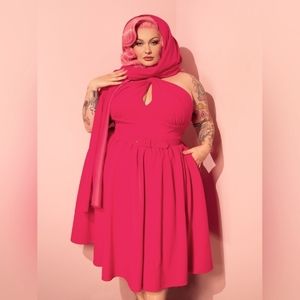 Vixen by Micheline Pitt Golden Era Swing Dress and Scarf LG